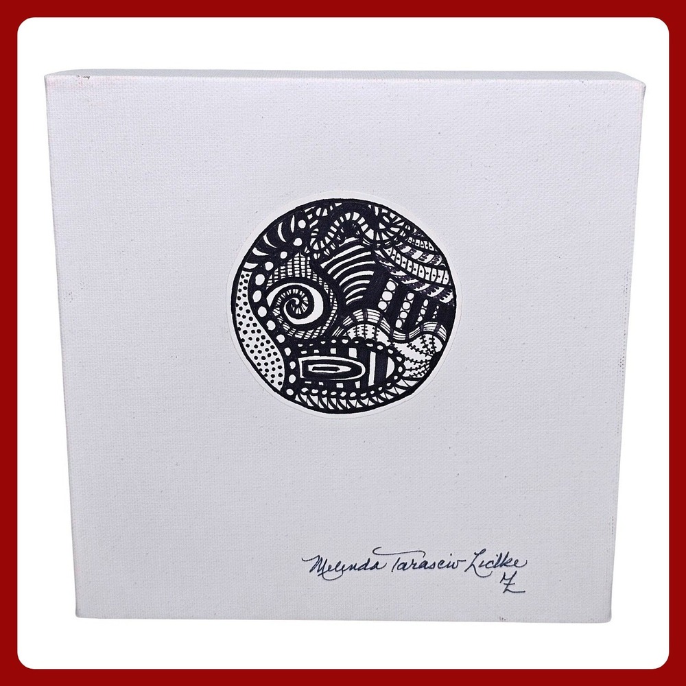 Original Mandala Art Signed 8x8 Canvas Handmade‎ Drawing Boho Wall Decor NEW